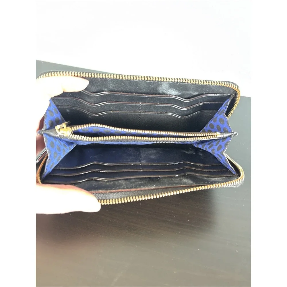 Rebecca‎ Minkoff Zip Around Wallet Black Gold Hardware Credit Card Billfold